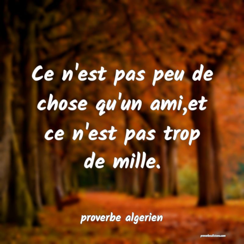 Ce n'est pas peu de chose qu'un ami,et ce n'est pas trop de mille.