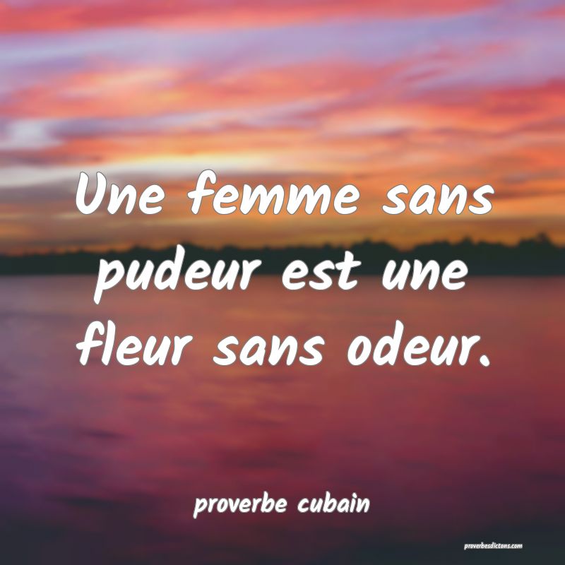 Une femme sans pudeur est une fleur sans odeur.
