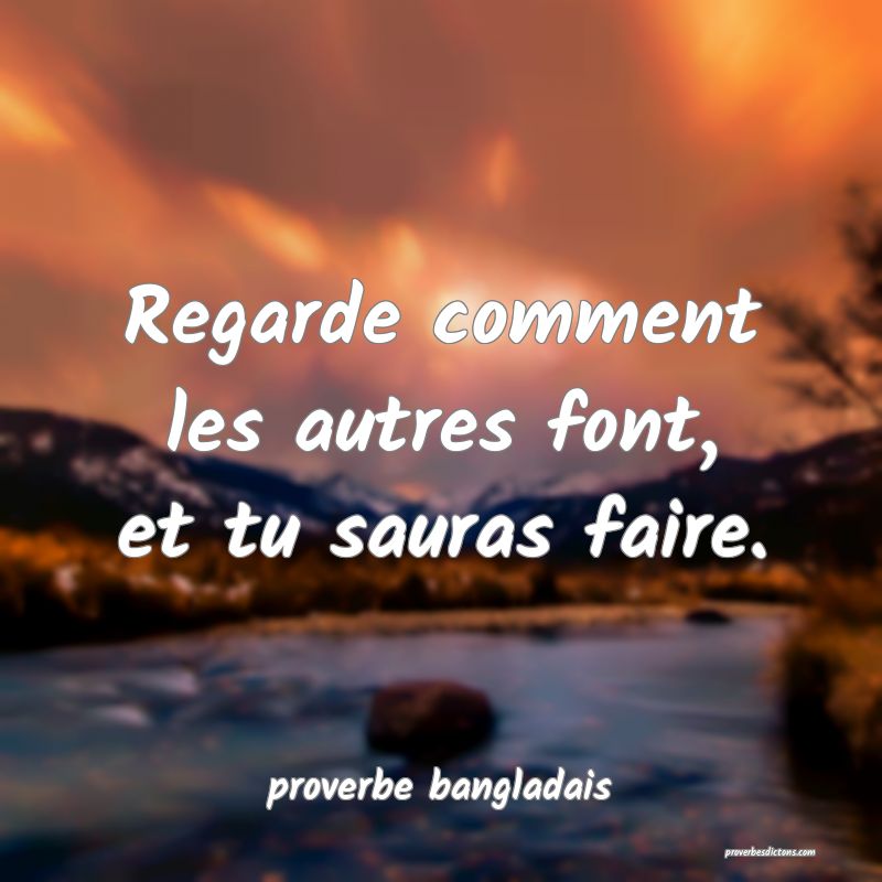 Regarde comment les autres font, et tu sauras faire.
