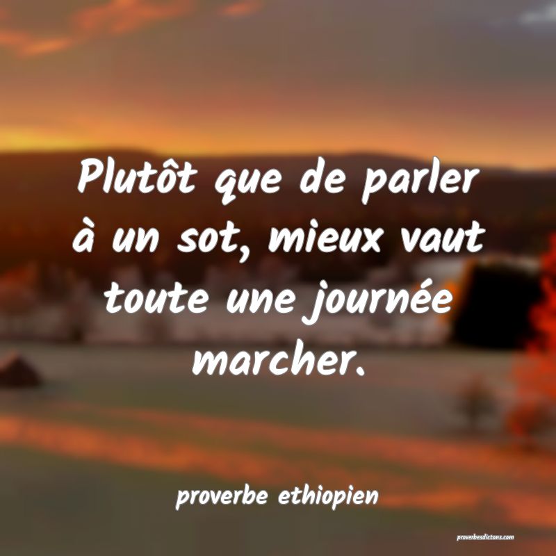 Plutôt que de parler à un sot, mieux vaut toute une journée marcher.
