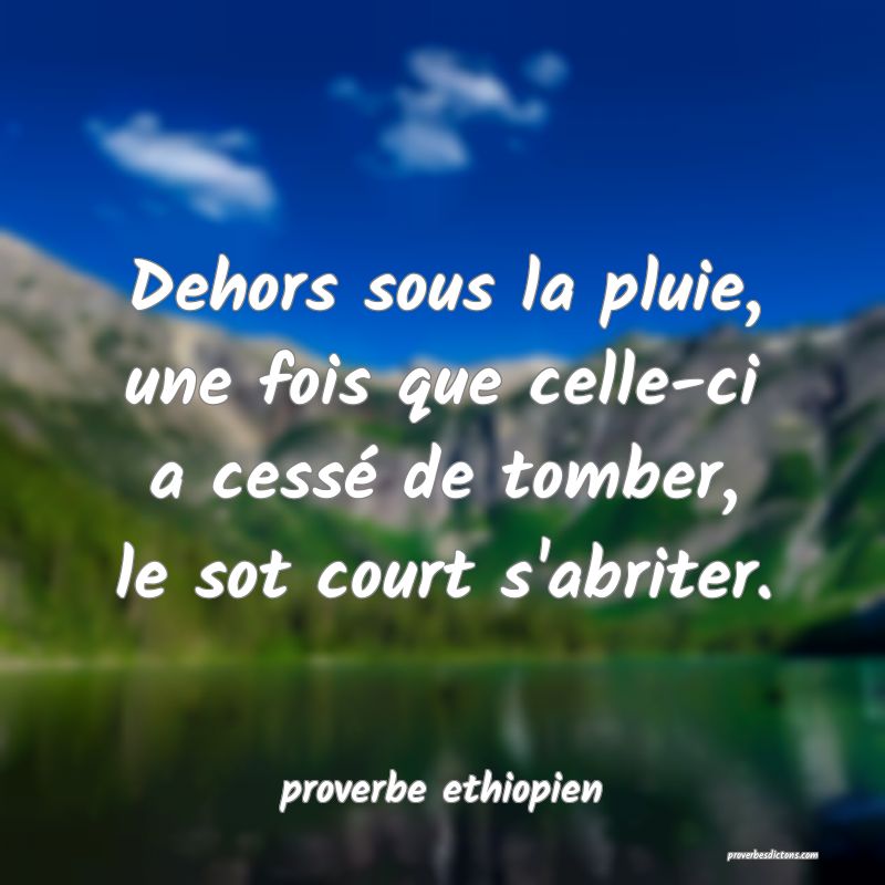 Dehors sous la pluie, une fois que celle-ci a cessé de tomber, le sot court s'abriter.
