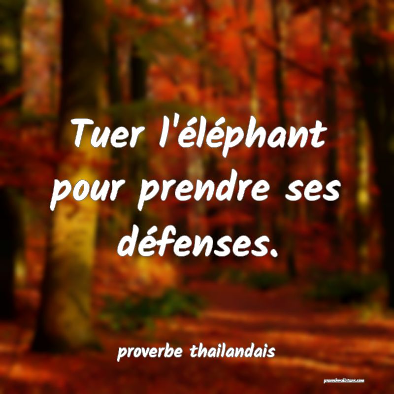 Tuer l'éléphant pour prendre ses défenses.