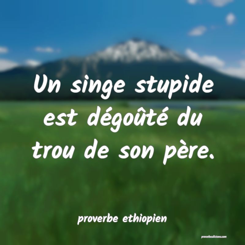 Un singe stupide est dégoûté du trou de son père.

