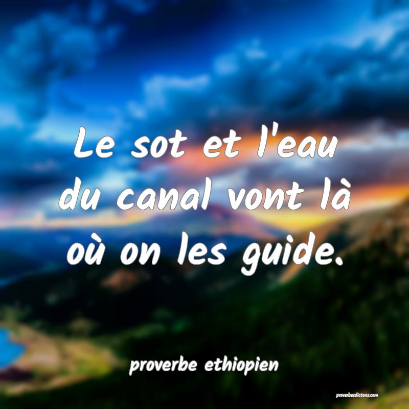 Le sot et l'eau du canal vont là où on les guide.
