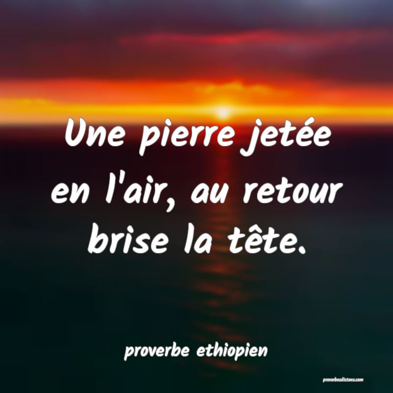 Une pierre jetée en l'air, au retour brise la tête.
