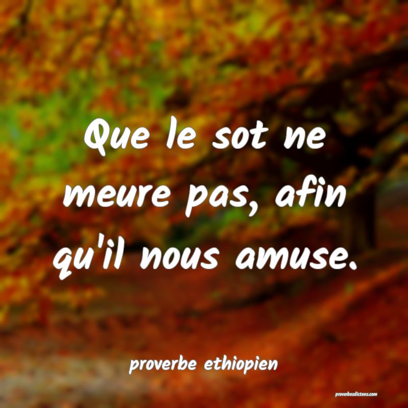 Que le sot ne meure pas, afin qu'il nous amuse.
