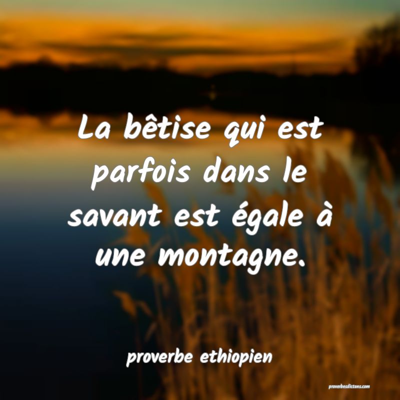 La bêtise qui est parfois dans le savant est égale à une montagne.
