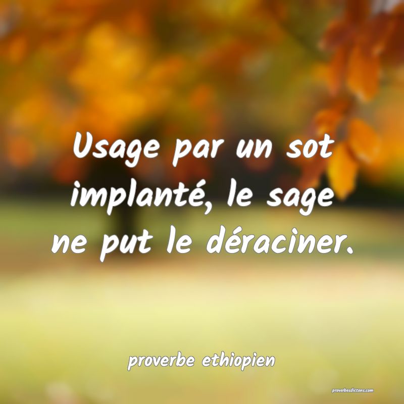 Usage par un sot implanté, le sage ne put le déraciner.
