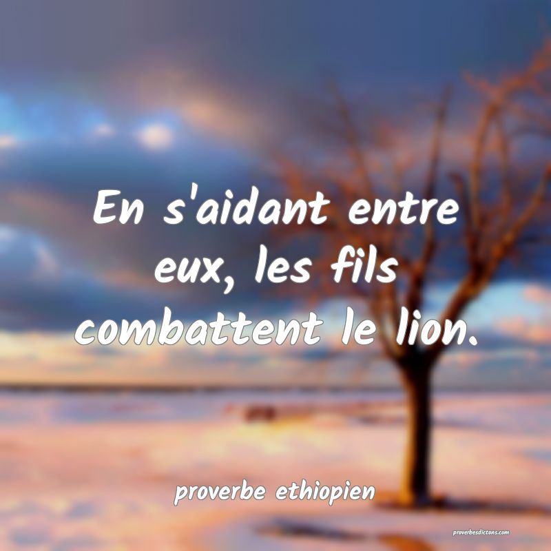 En s'aidant entre eux, les fils combattent le lion.
