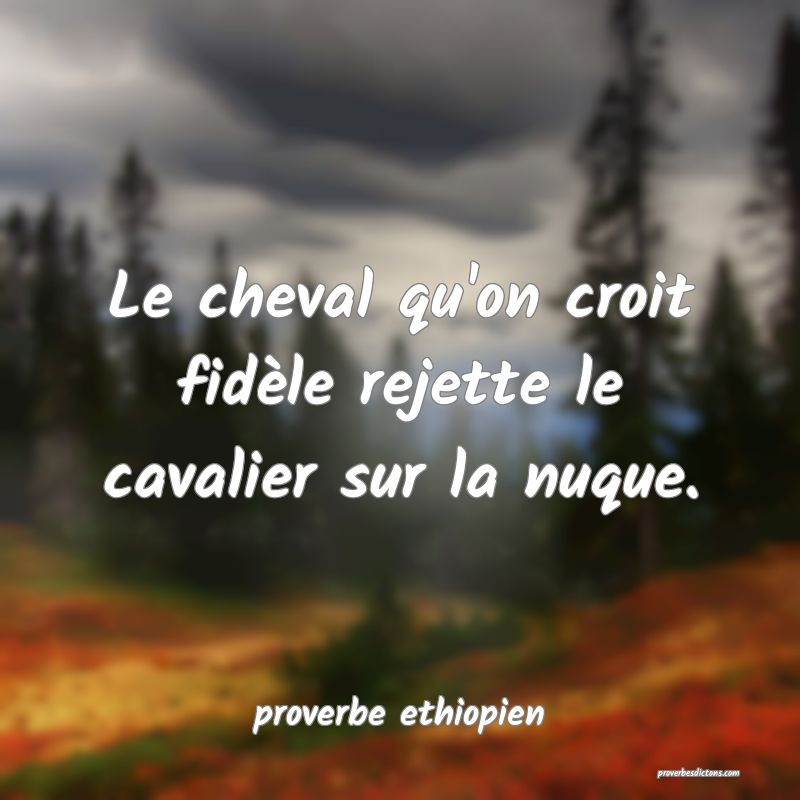 Le cheval qu'on croit fidèle rejette le cavalier sur la nuque.

