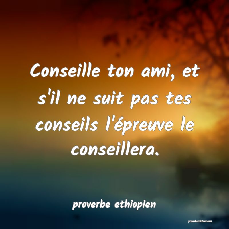 Conseille ton ami, et s'il ne suit pas tes conseils l'épreuve le conseillera.
