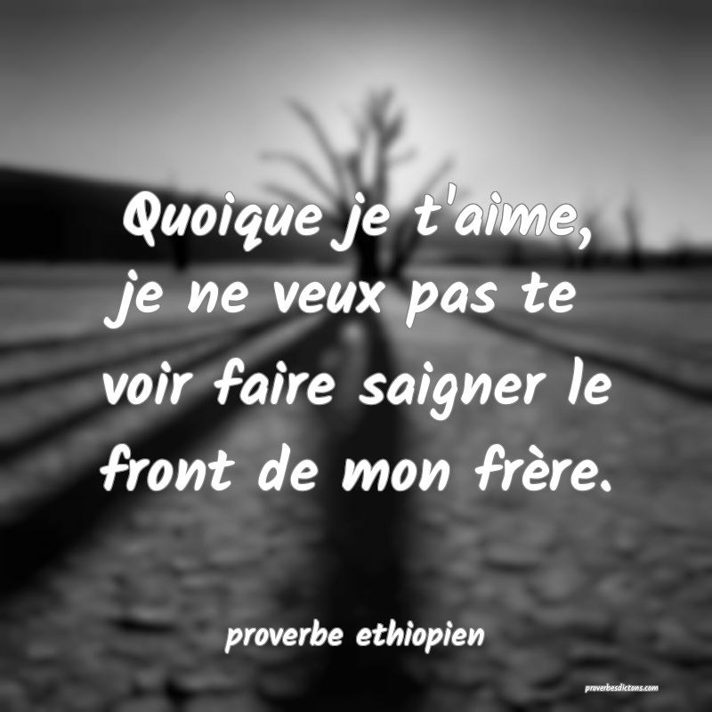 Quoique je t'aime, je ne veux pas te voir faire saigner le front de mon frère.
