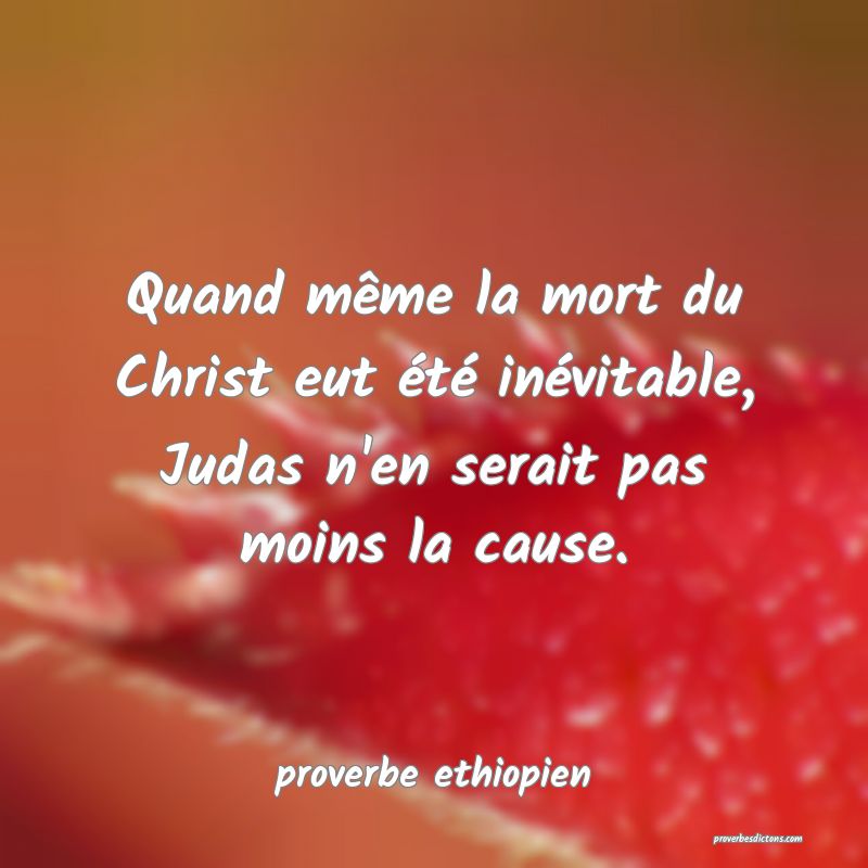 Quand même la mort du Christ eut été inévitable, Judas n'en serait pas moins la cause.

