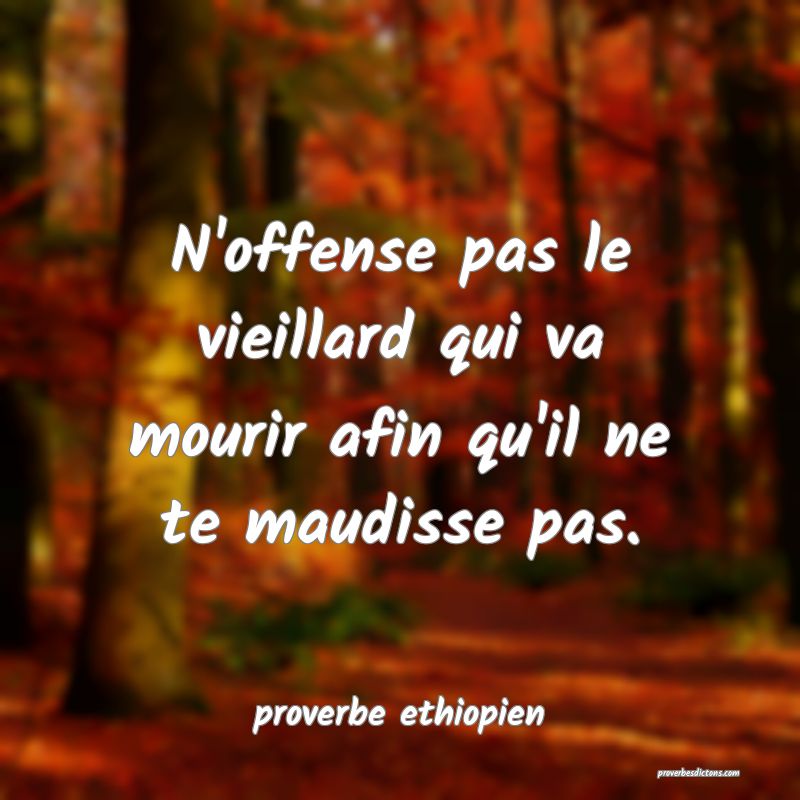 N'offense pas le vieillard qui va mourir afin qu'il ne te maudisse pas.

