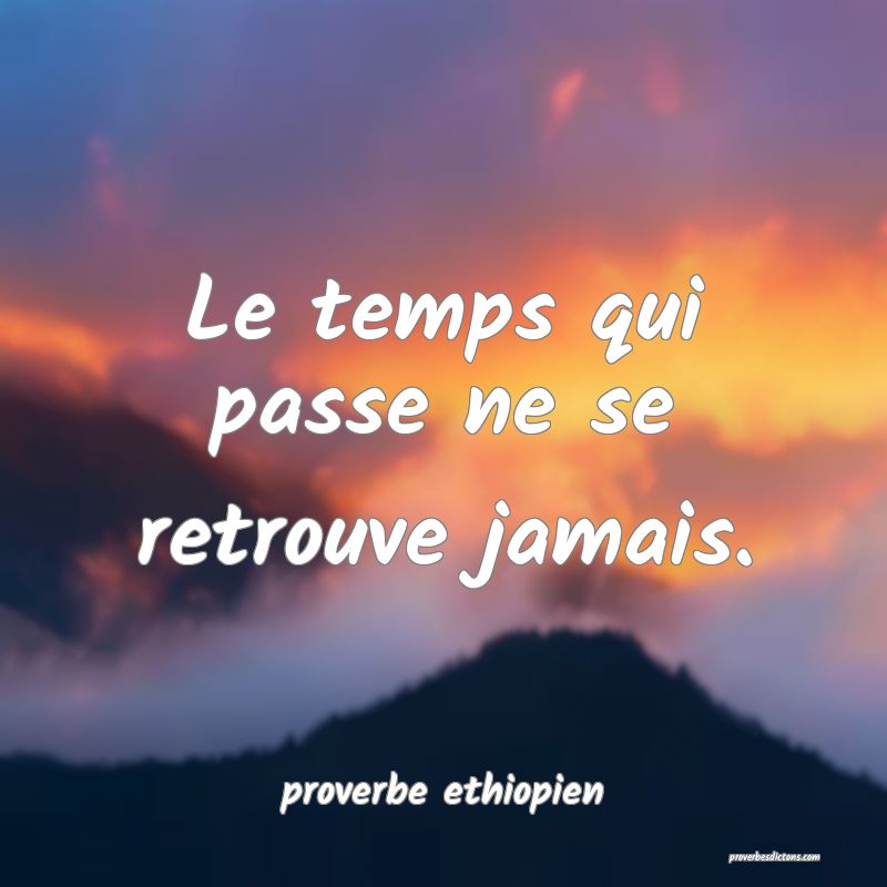 Le temps qui passe ne se retrouve jamais.
