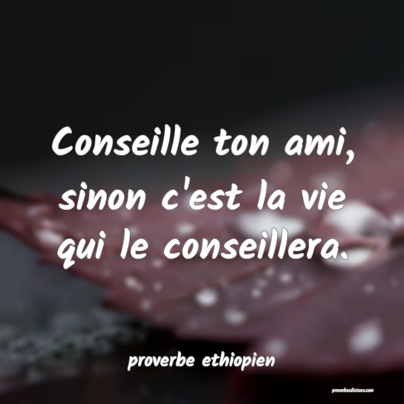 Conseille ton ami, sinon c'est la vie qui le conseillera.

