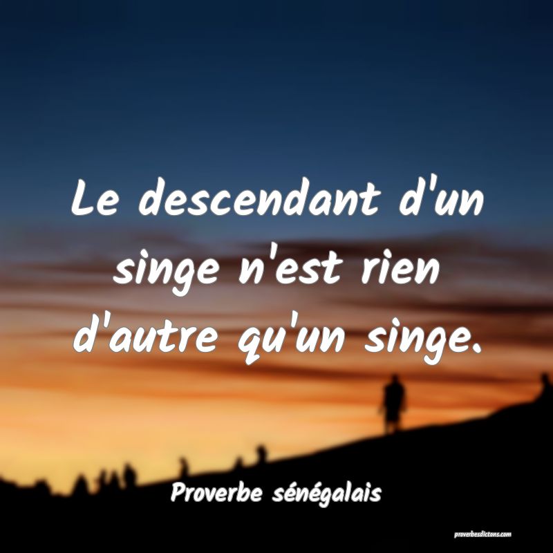  Le descendant d'un singe n'est rien d'autre qu'un singe.