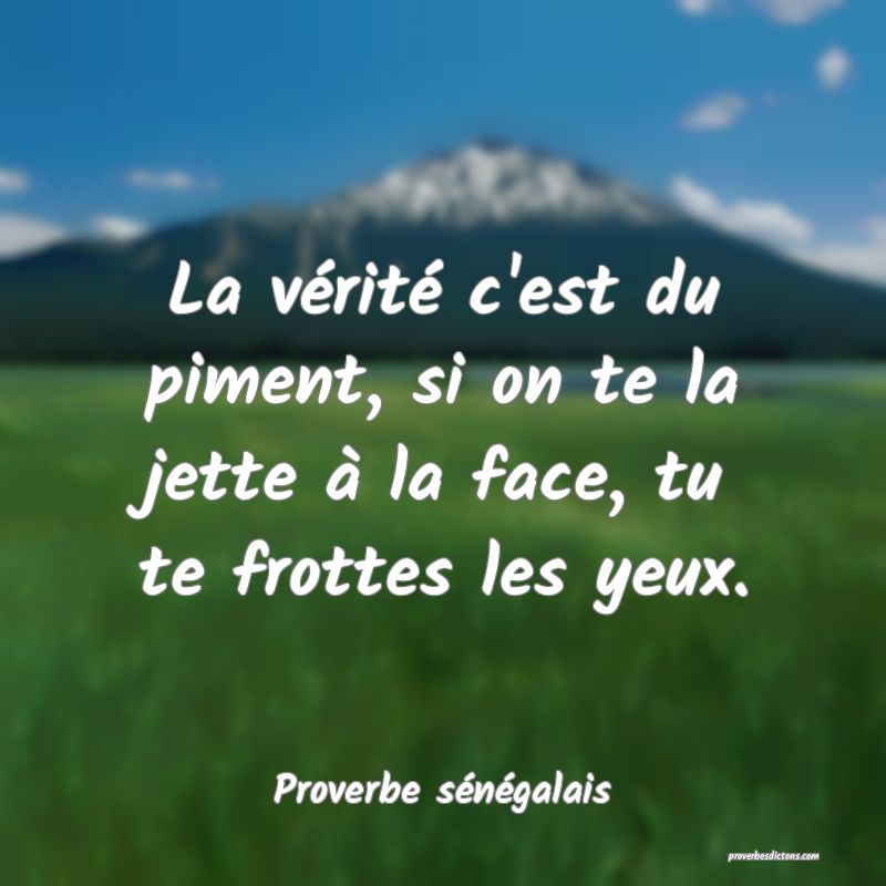  La vérité c'est du piment, si on te la jette à la face, tu te frottes les yeux.