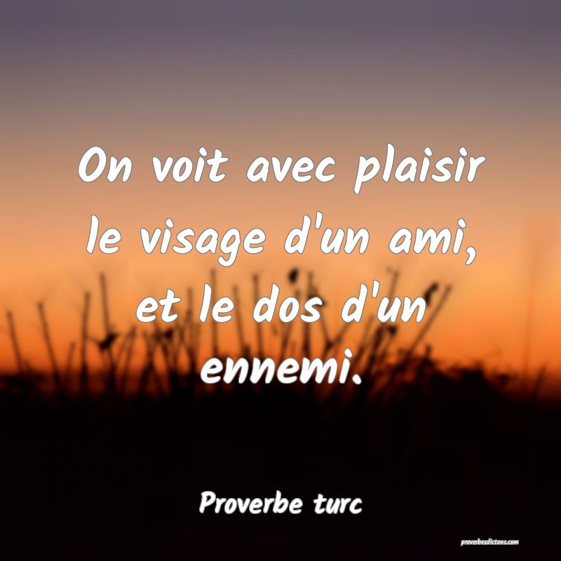 On voit avec plaisir le visage d'un ami, et le dos d'un ennemi.