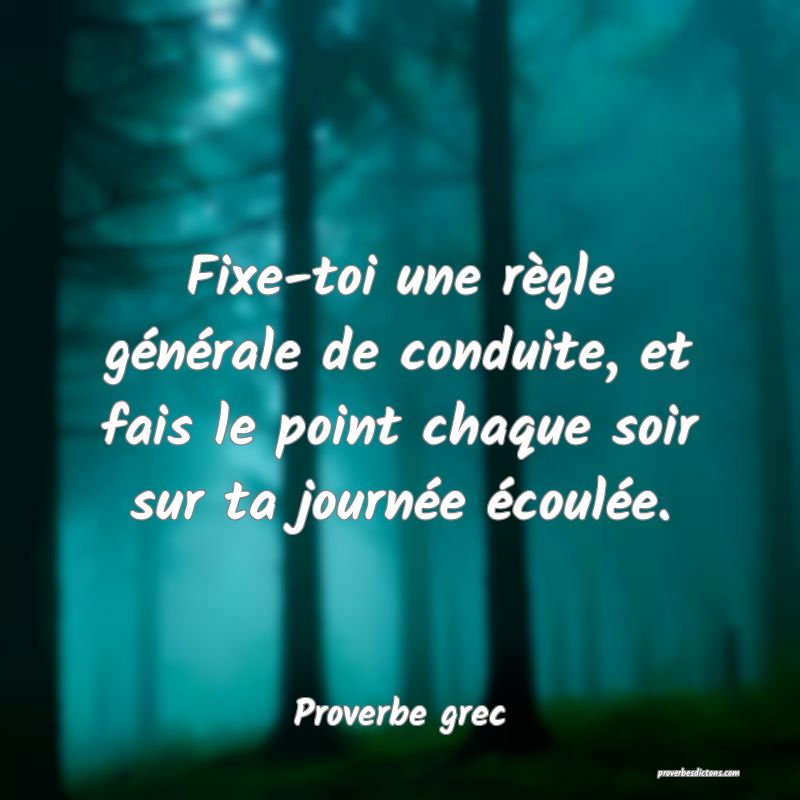 Fixe-toi une règle générale de conduite, et fais le point chaque soir sur ta journée écoulée.