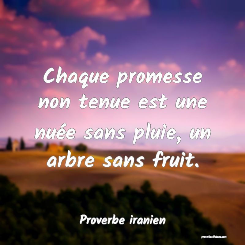 Chaque promesse non tenue est une nuée sans pluie, un arbre sans fruit.