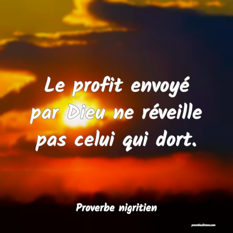 Le profit envoyé par Dieu ne réveille pas celui qui dort.