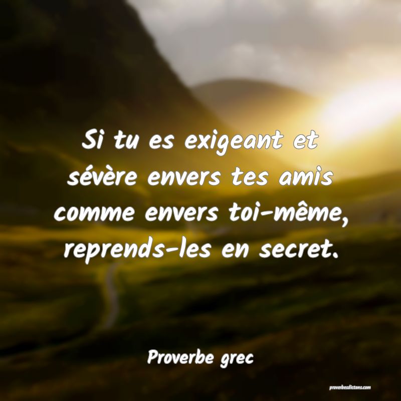 Si tu es exigeant et sévère envers tes amis comme envers toi-même, reprends-les en secret.