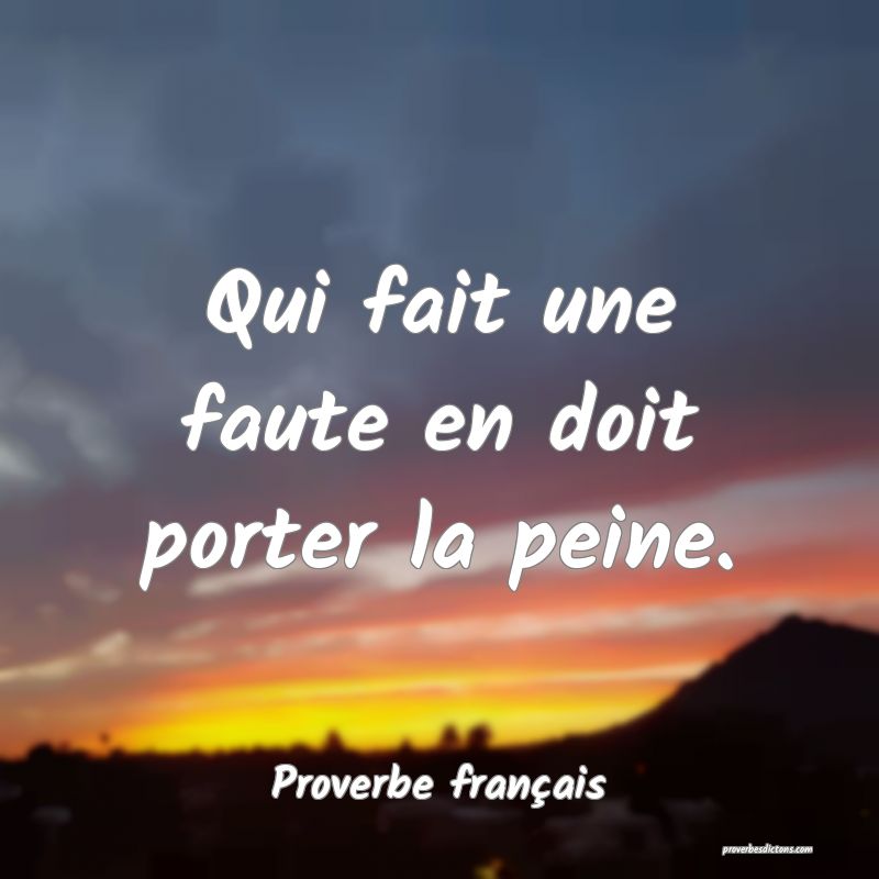 Qui fait une faute en doit porter la peine.
