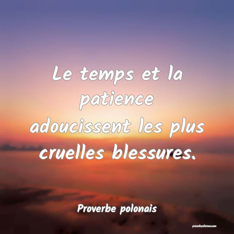 Le temps et la patience adoucissent les plus cruelles blessures.