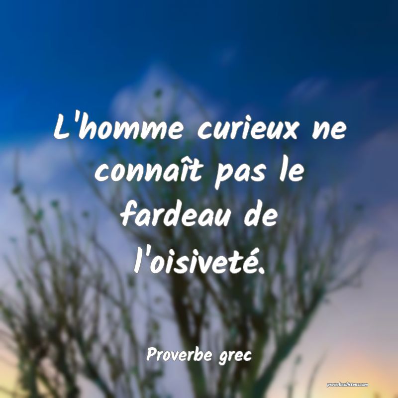 L'homme curieux ne connaît pas le fardeau de l'oisiveté.