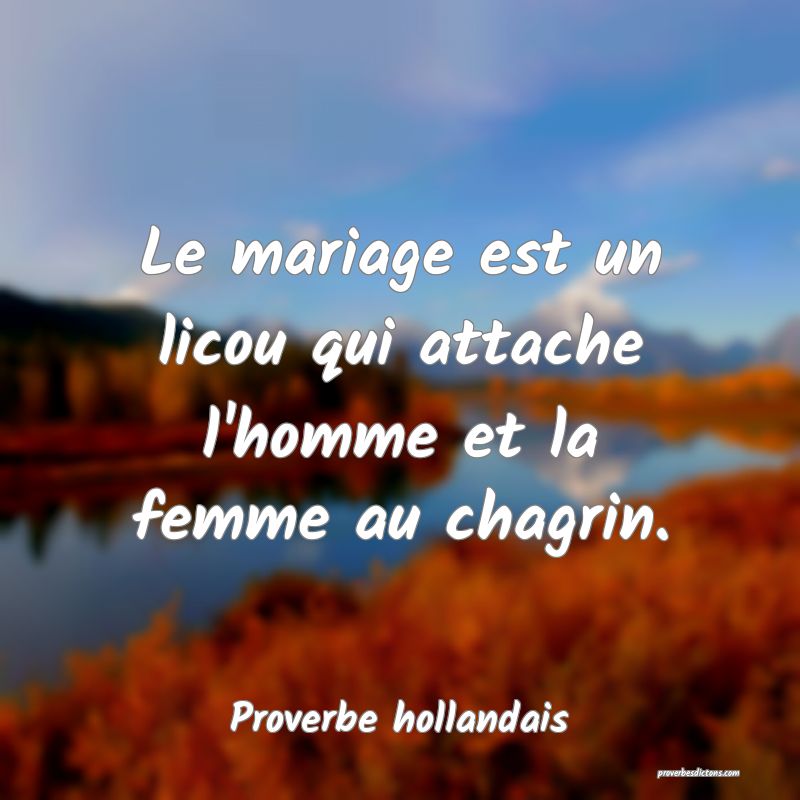 Le mariage est un licou qui attache l'homme et la femme au chagrin.