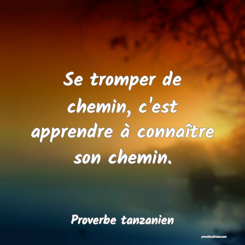 Se tromper de chemin, c'est apprendre à connaître son chemin.