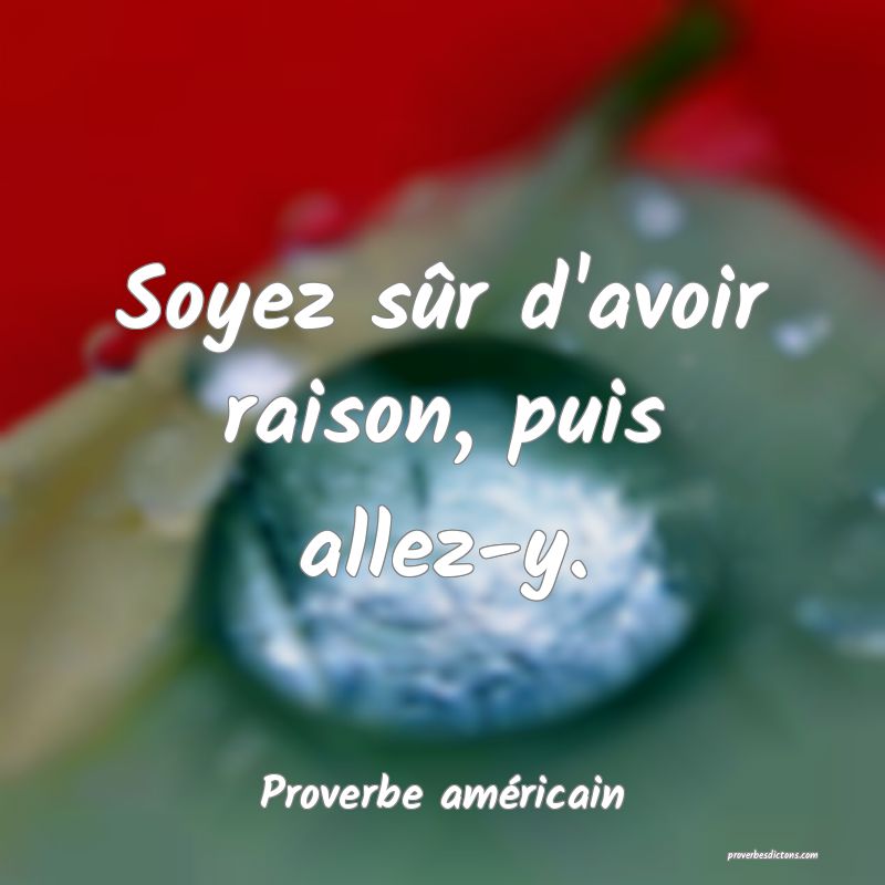 Soyez sûr d'avoir raison, puis allez-y.