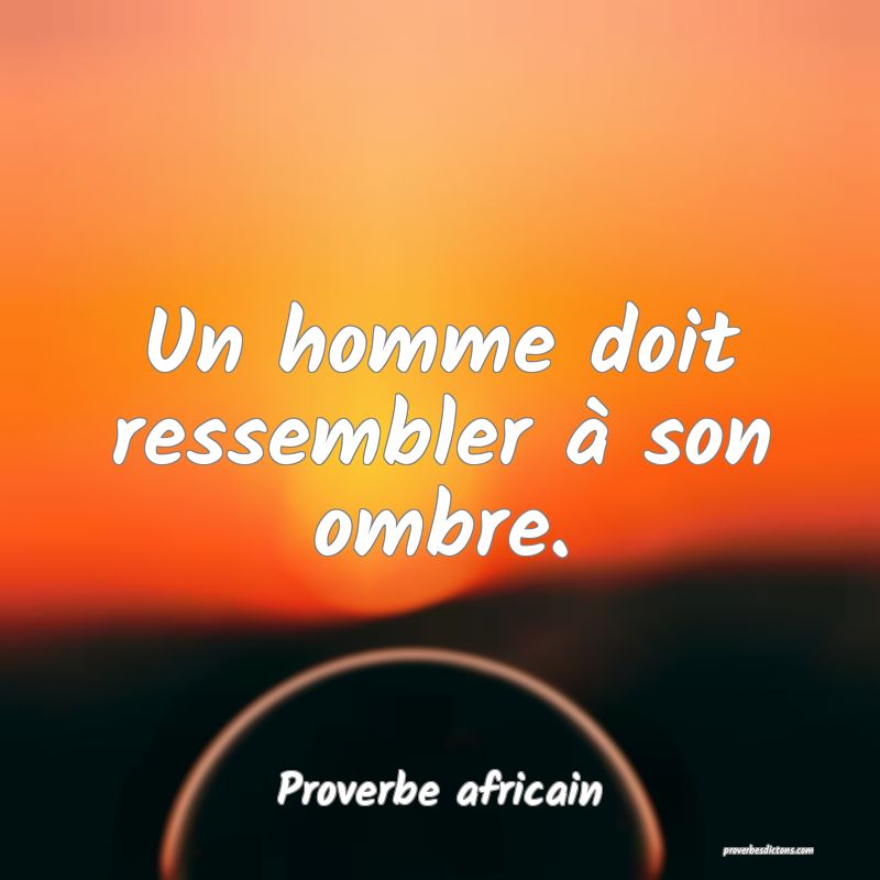 Un homme doit ressembler à son ombre.