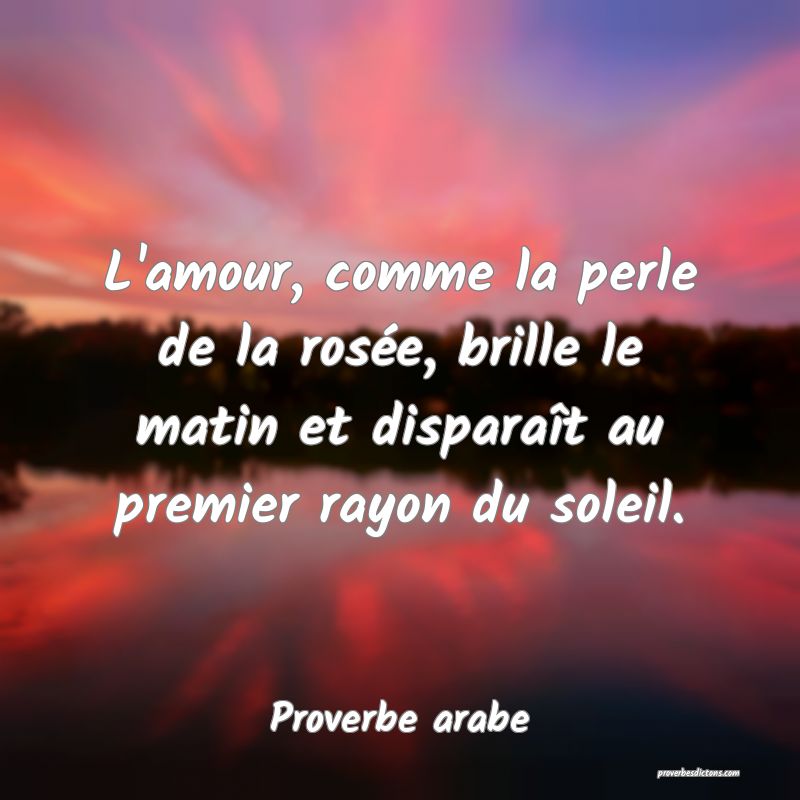 L'amour, comme la perle de la rosée, brille le matin et disparaît au premier rayon du soleil.