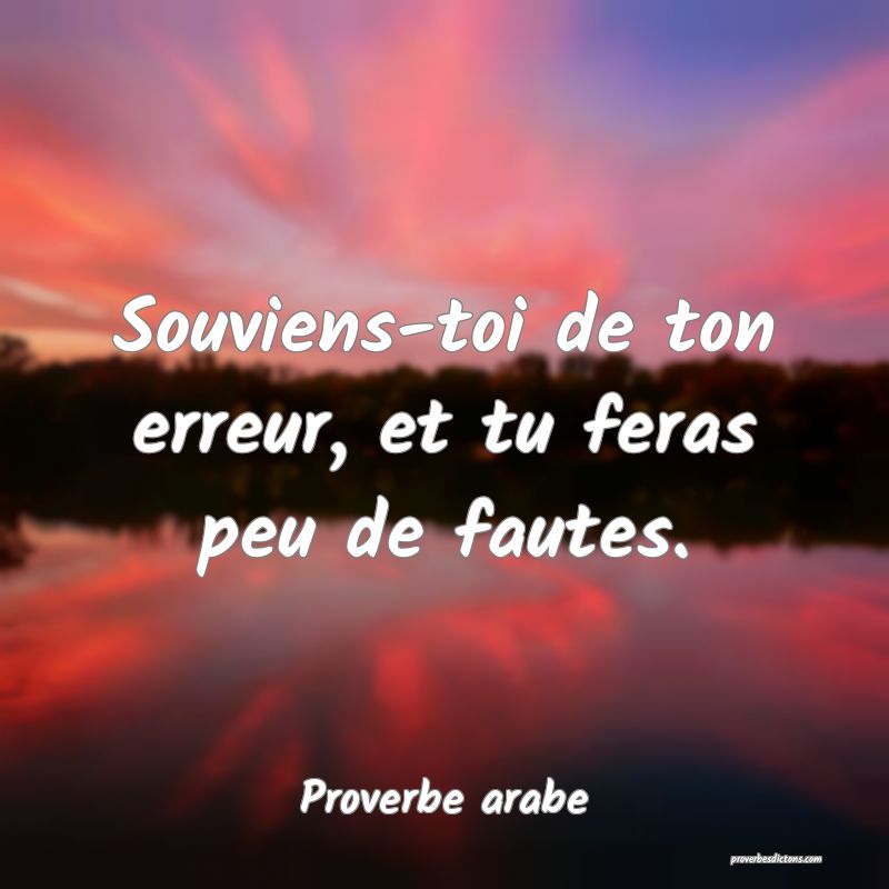 Souviens-toi de ton erreur, et tu feras peu de fautes.