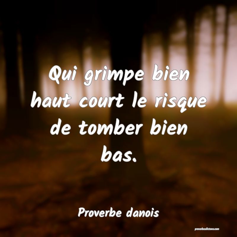 Qui grimpe bien haut court le risque de tomber bien bas.