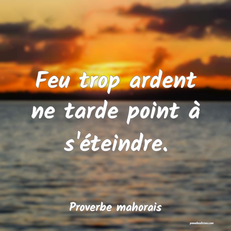 Feu trop ardent ne tarde point à s'éteindre.