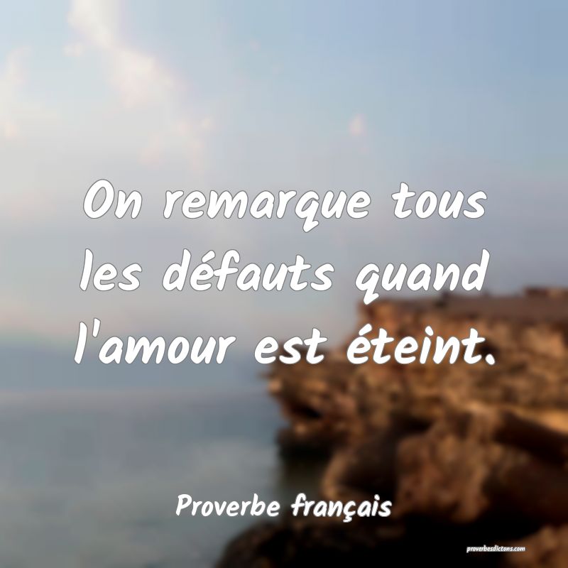On remarque tous les défauts quand l'amour est éteint.