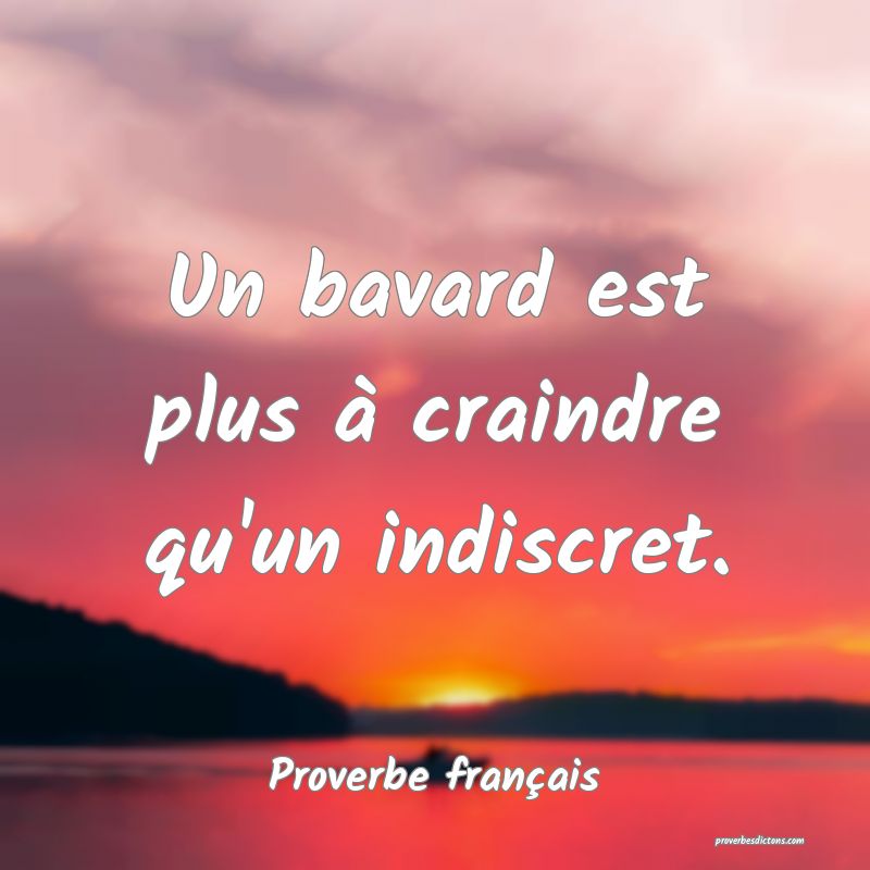 Un bavard est plus à craindre qu'un indiscret.