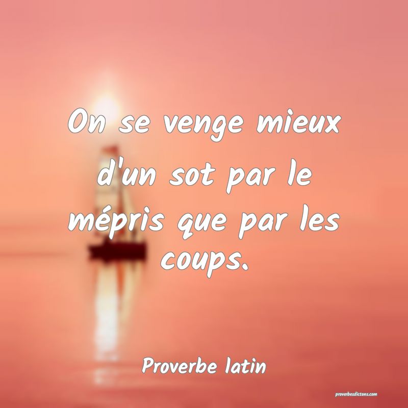 On se venge mieux d'un sot par le mépris que par les coups.