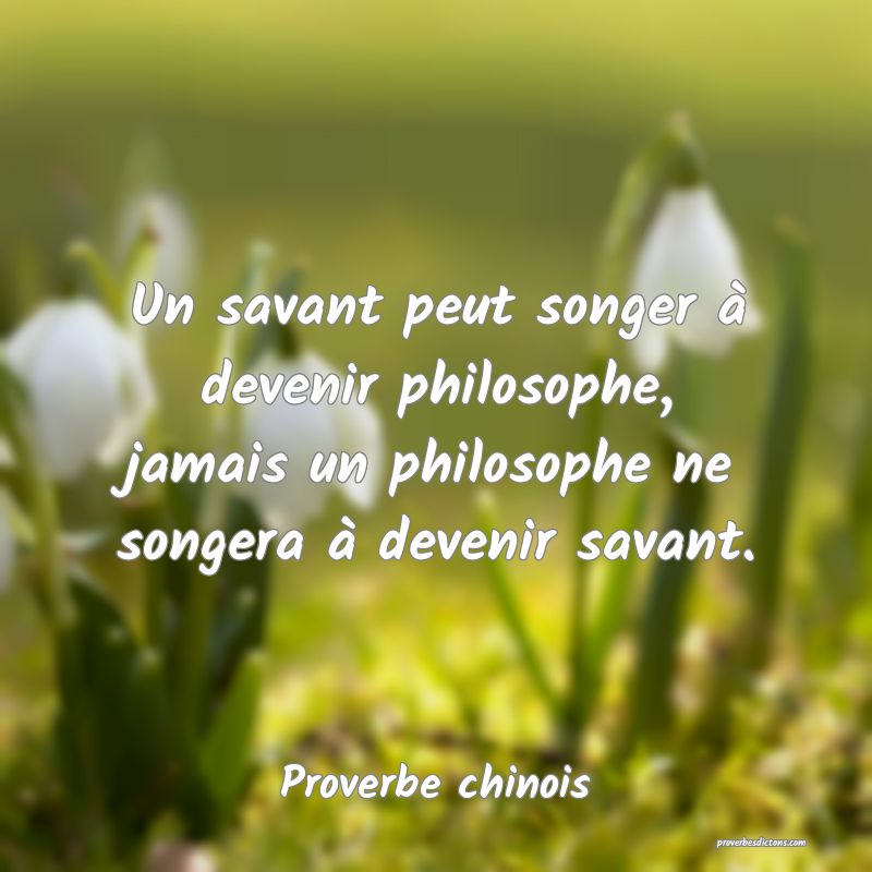 Un savant peut songer à devenir philosophe, jamais un philosophe ne songera à devenir savant.