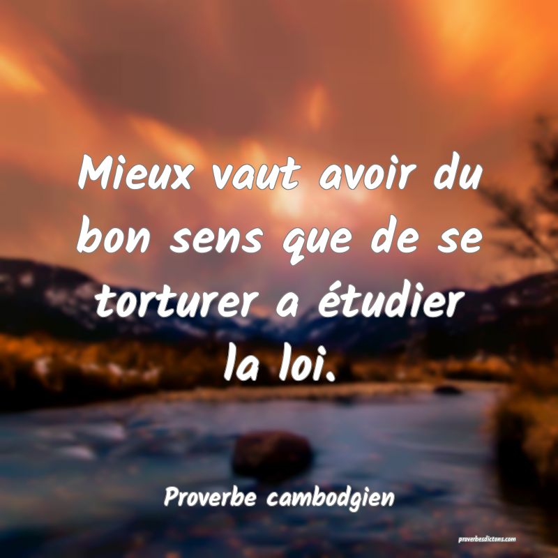 Mieux vaut avoir du bon sens que de se torturer a étudier la loi.
