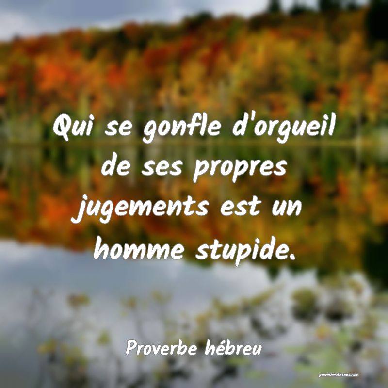 Qui se gonfle d'orgueil de ses propres jugements est un homme stupide.