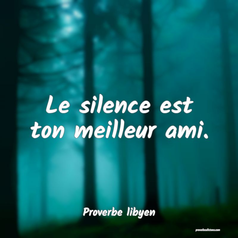 Le silence est ton meilleur ami.
