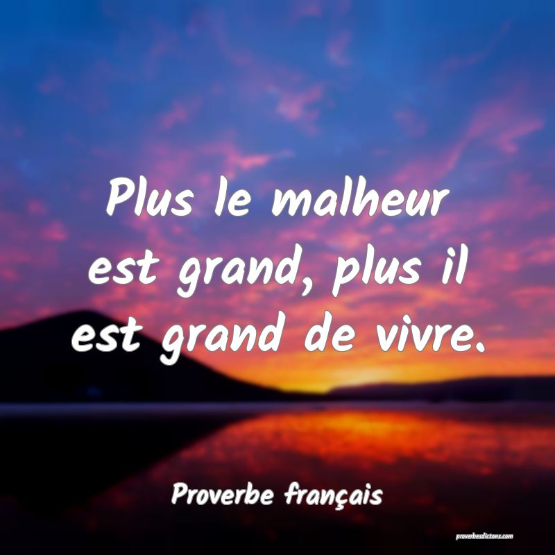 Plus le malheur est grand, plus il est grand de vivre.