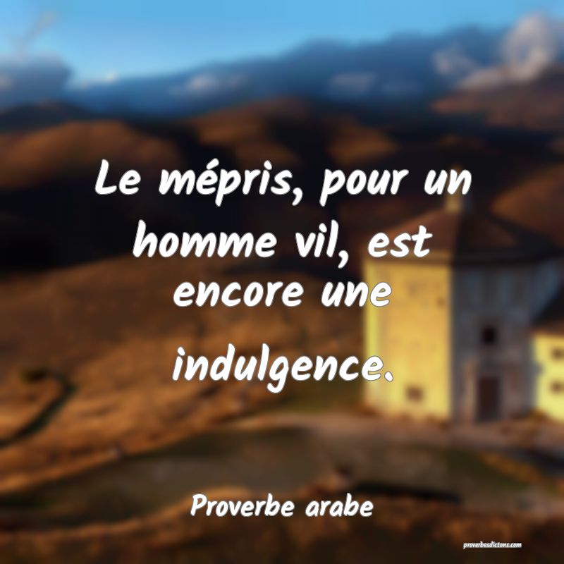 Le mépris, pour un homme vil, est encore une indulgence.