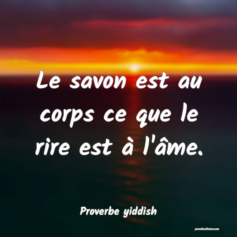 Le savon est au corps ce que le rire est à l'âme.