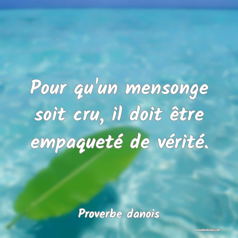 Pour qu'un mensonge soit cru, il doit être empaqueté de vérité.