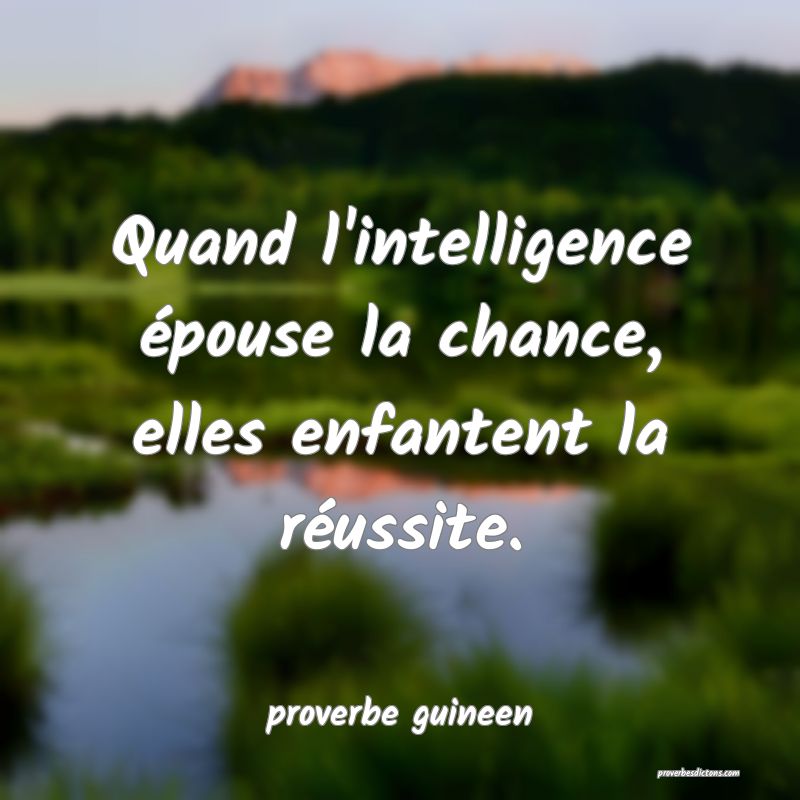  Quand l'intelligence épouse la chance, elles enfantent la réussite.